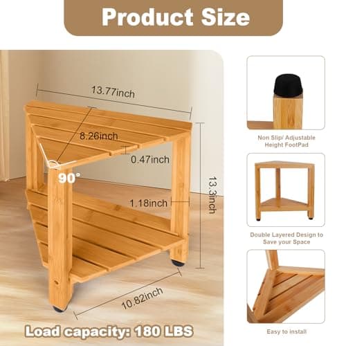 Bamboo Shower Foot Rest for Shaving Legs in Small Shower Spaces