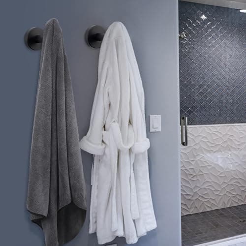 NearMoon Matte Black Stainless Steel Towel Hooks, 4 Pack, Heavy Duty Bathroom Hooks