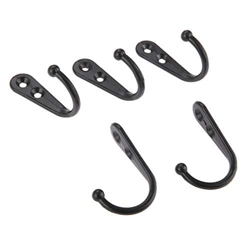 Yetaha Black Wall Hooks for Coats, Towels & More, Pack of 5