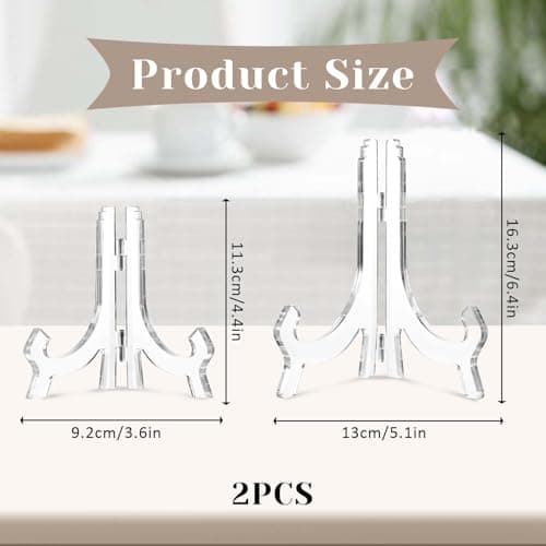 Clear Acrylic Plate Stand, 2 Pieces 4.4/6.4-Inch Display Easels