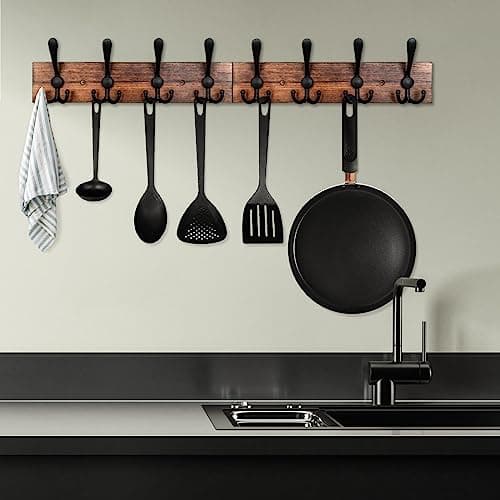 Wall Mounted Coat Rack with 8 Hooks for Entryway