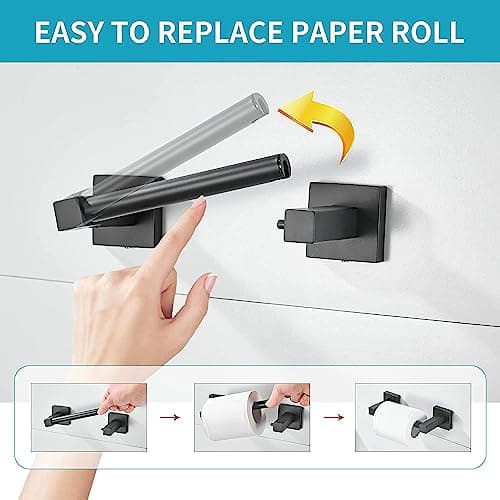 Black Wall-Mounted Toilet Paper Holder for Bathroom