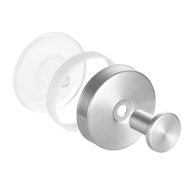 Luxe No-Drill Hooks, Stainless Steel Suction Cup Hooks for Bathroom, Shower, Glass Doors(Black, 2PC)