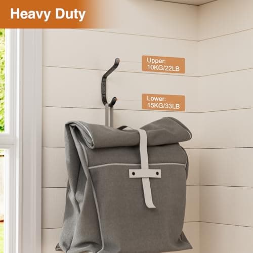 Black Metal 30 LB Wall Mount Hanger for Coats, Towels, Backpacks, and More