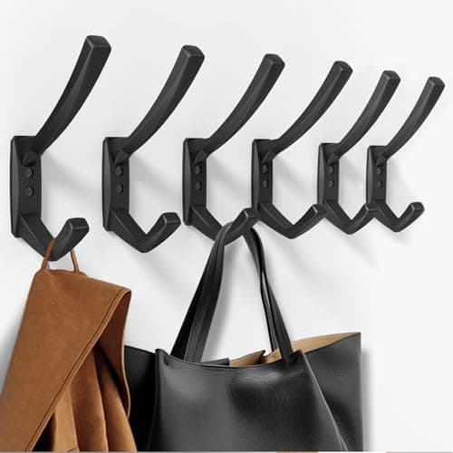 Heavy Duty Matte Towel Hooks, 5.7 Inch Coat Hooks (Silver, 4 Packs) — Black