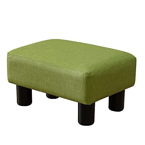 LUE BONA Black Faux Leather Rectangular Foot Stool for Living Room and Patio — A-green-linen Textured Pu