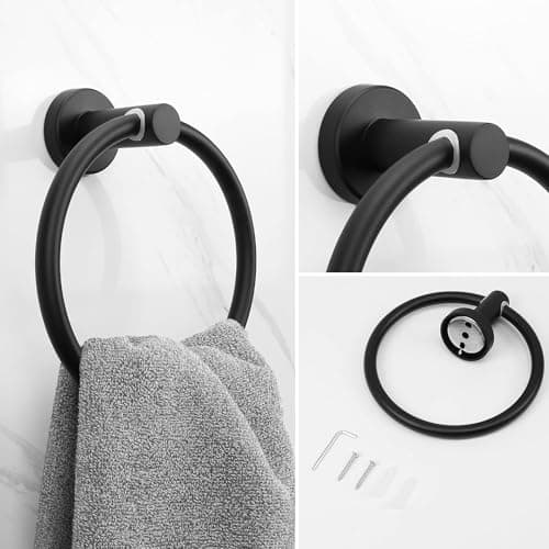 NearMoon Matte Black Stainless Steel Towel Hooks, 4 Pack, Heavy Duty Bathroom Hooks
