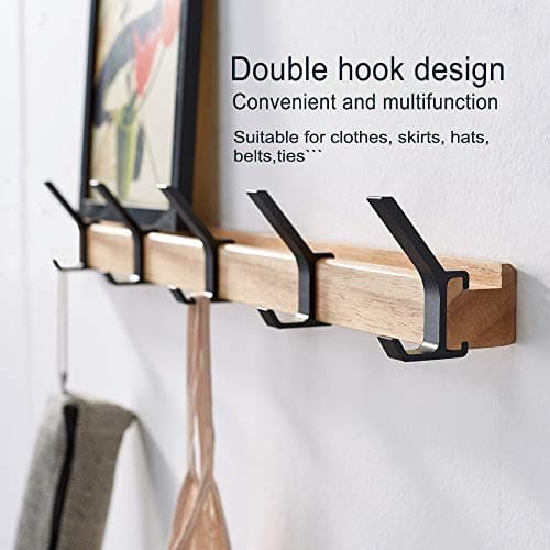 Koonniosio Black 5 Double Hook Aluminum Coat Rack