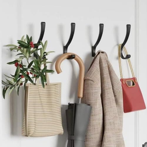 10-Pack Metal Hanging Coat Hooks, Wall Mount, Heavy Duty Screws