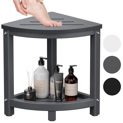 Waterproof Corner Shower Stool for Shaving Legs, White — Grey