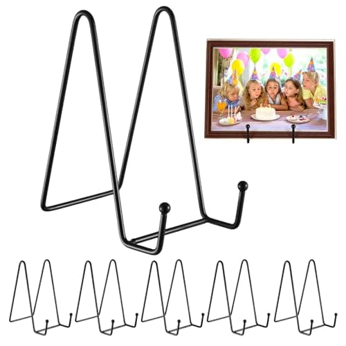Black Metal Plate Display Stand, 6 Pack for Books, Photos, Platters, and Art (8 Inch)