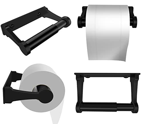 Matte Black Spring Loaded Aluminum Toilet Paper Holder, 5-Inch Self-Adhesive Bathroom Kitchen