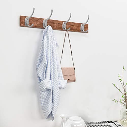 12 Pack Silver Coat Hooks with Screws for Wall Mounting - Retro Double Utility Hooks for Coats, Scarves, Bags, Towels, Keys, Hats