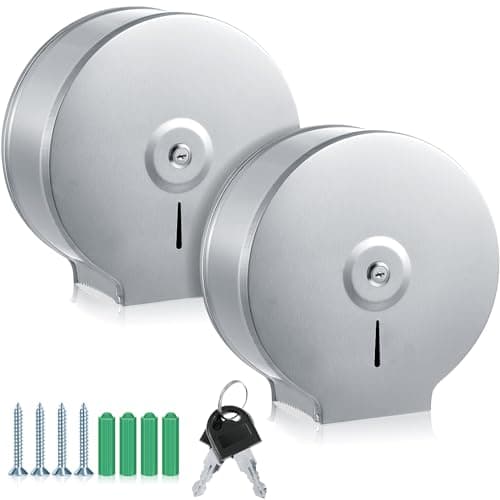 Mifoci Commercial Toilet Paper Holder, Stainless Steel, Silver, Fits 9" Rolls