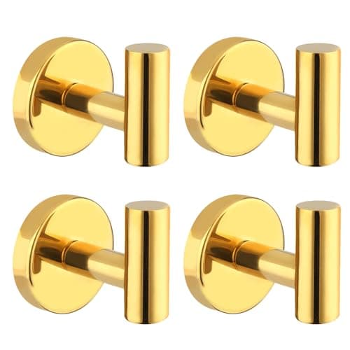 Matte Black Stainless Steel Robe Hooks Heavy Duty Bathroom Wall Mount Towel Hooks 8 Packs — Bright Gold