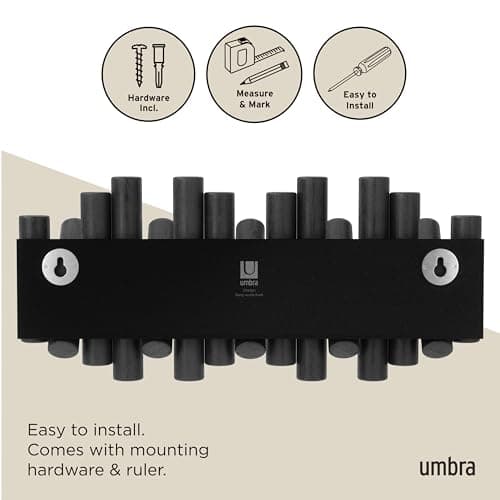 Umbra Black Wall-Mounted Coat Rack with 5 Pegs