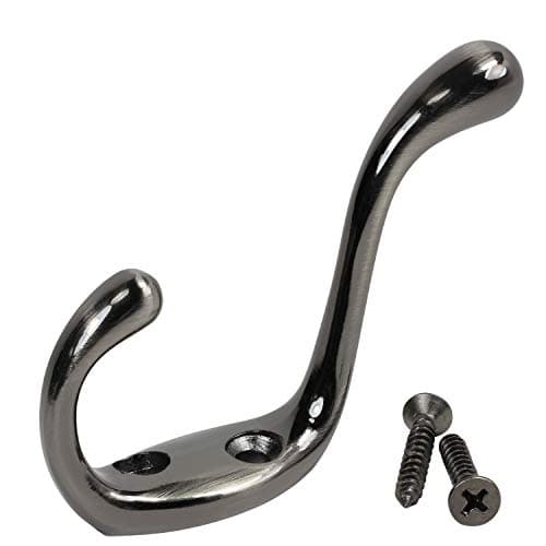 ROK Hardware 3-1/2" Black Heavy Duty Dual Coat Hook, 10 Pack — Antique Nickel