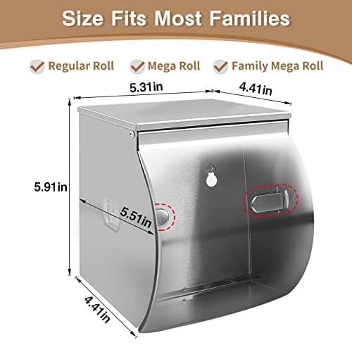 Polish Silver Dog Cat Proof Toilet Paper Holder with Shelf, Waterproof Stainless Steel