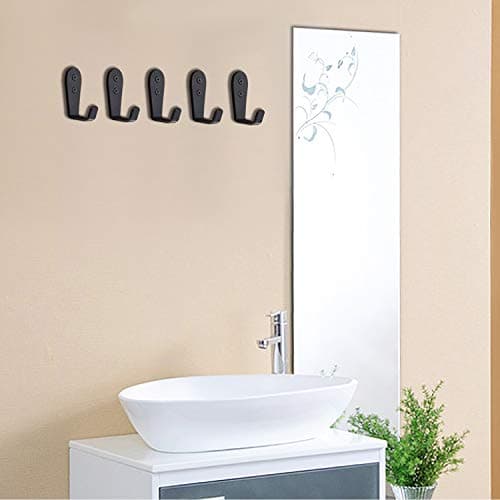 8 PC Stainless Steel Wall Hooks, Heavy Duty Garage & Bathroom Hooks (Black)