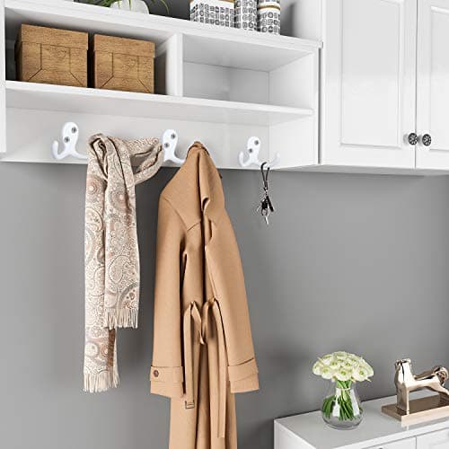 8 Pack Heavy Duty Double Prong Wall Mounted Coat Hooks with Screws – Versatile Utility for Coats, Scarves, Bags, Towels, Keys, Caps, Cups, and Hats