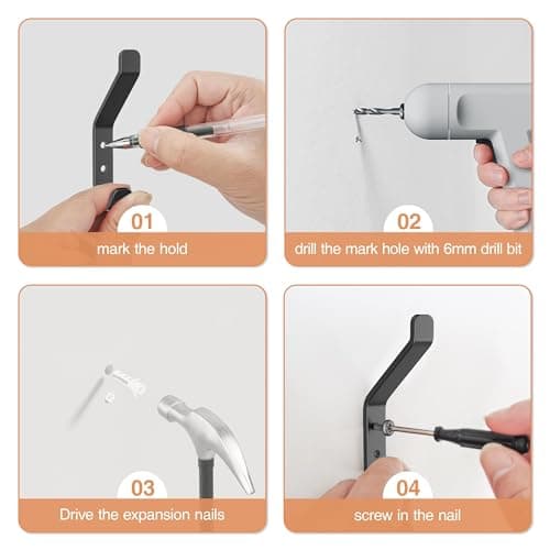 Hatisan 10-Pack Heavy Duty Coat Hooks, 20LB Capacity for Closets & Entryways