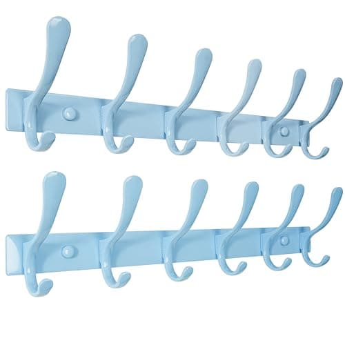 SKOLOO Heavy Duty Stainless Steel Coat Rack - 6 Hooks, Black — Blue