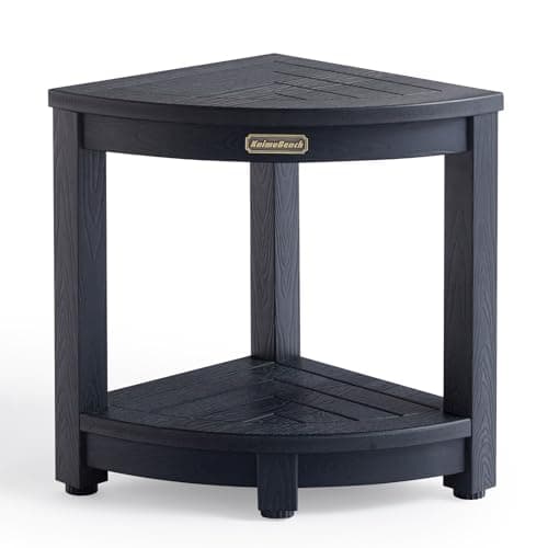 Shower Stool for Inside Shower with Adjustable Feet, Non-Slip, White — Black