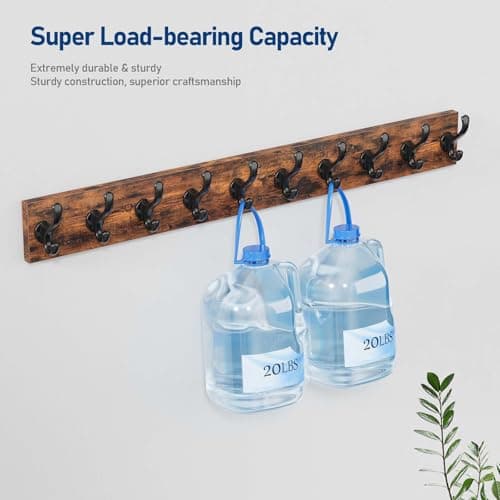 Rustic Farmhouse Coat Rack with 10 Hooks for Entryway