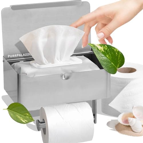 Premium Toilet Paper Holder with Shelf & Storage, Flushable Wipes Container, SUS 304 Stainless Steel