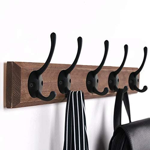 12 Pack Black Coat Hooks Wall Mounted with Screws - Retro Double Hooks for Various Items