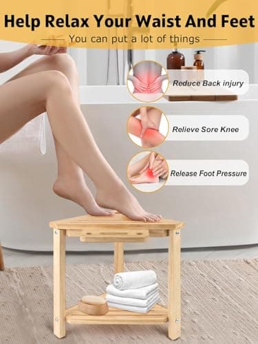 Lanstics 15" Corner Shower Stool with Storage Bench