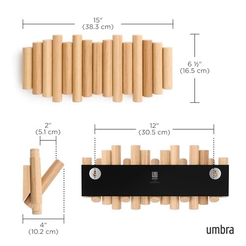 Umbra Picket 5 Hooks Wall-Mounted Rail Natural Finish