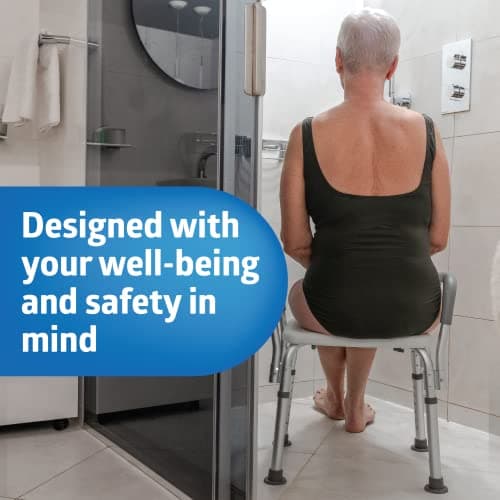 Medline Heavy Duty Slip Resistant Shower Chair with Padded Armrests