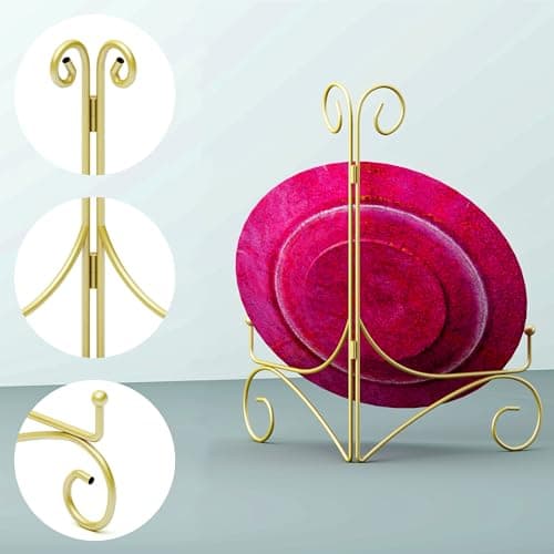 Gold Hinged 6” Table Stand, 2-Pack for Displaying Books, Art, Photos & Platters