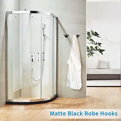 FILTA Matte Black Bathroom Towel & Robe Hooks (4 Pack)