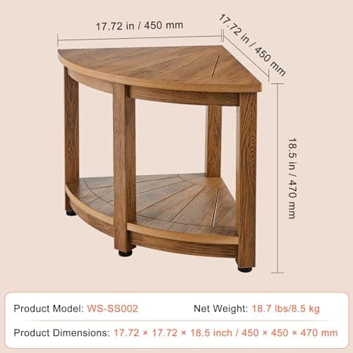 VEVOR HDPS Waterproof Shower Bench, 18.5" Corner Stool with Storage, 350lbs Capacity