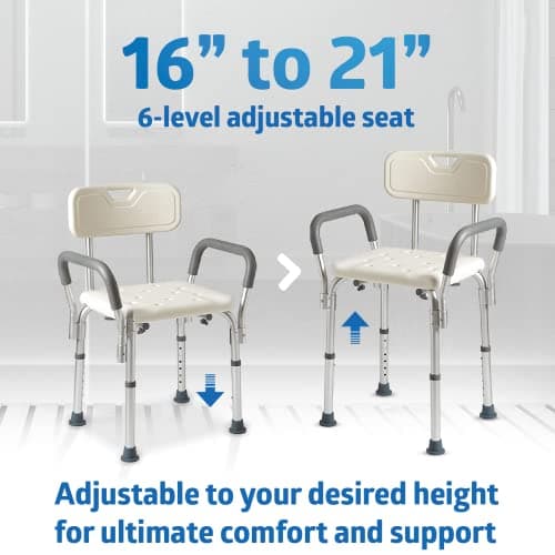 Medline Heavy Duty Slip Resistant Shower Chair with Padded Armrests