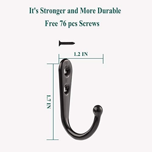 Farmhouse Black Coat Hooks - 38 Pack Rustic Wall Mount Organizer