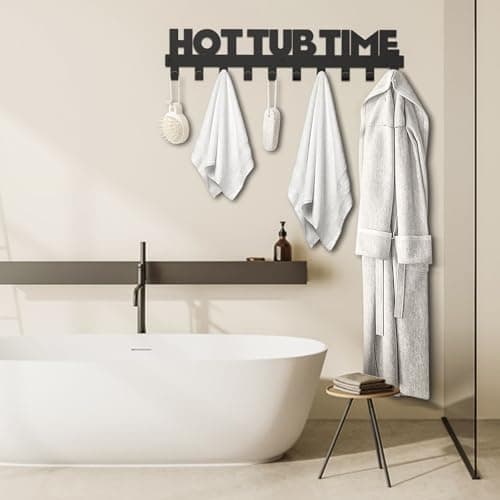 IBosins Hot Tub Towel Rack with 10 Hooks - Wall Mount Outdoor Accessory