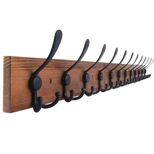 Burnt Brown Wall Mount Coat Rack 31.5'' for Living Room & Bathroom — Burnt Brown Plate & Black Hook