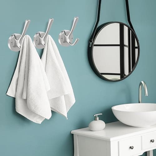 4 Pack Brushed Nickel Heavy Duty Wall Hooks for Coat Towels Bathrooms Garage