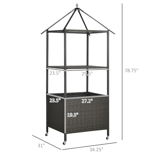 Outsunny Beige Poolside Towel Valet Caddy on Wheels