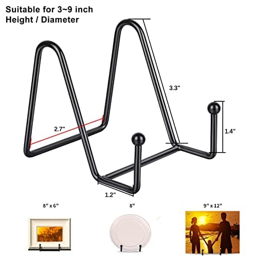Decolore 5-Pack 3-Inch Black Iron Easel Stands for Pictures and Decorative Plates