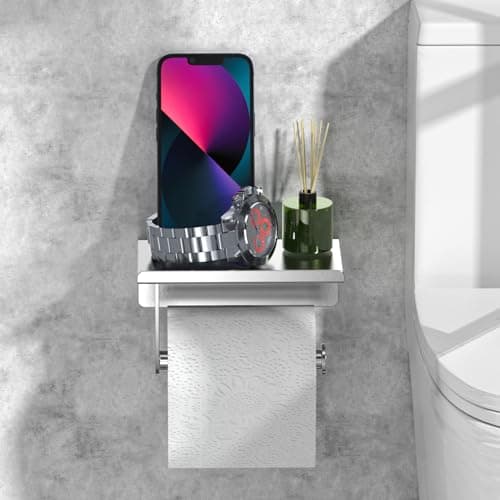 ASTOFLI Rustproof Brushed Nickel Toilet Paper Holder with Shelf