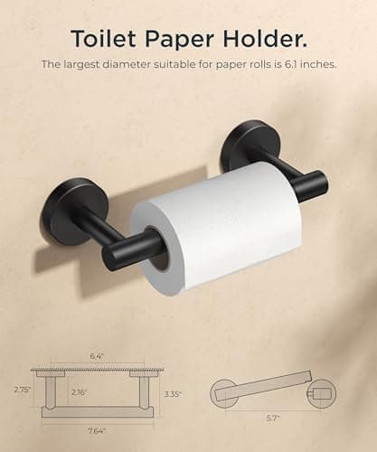 FORIOUS Matte Black Wall-Mounted Toilet Paper Holder