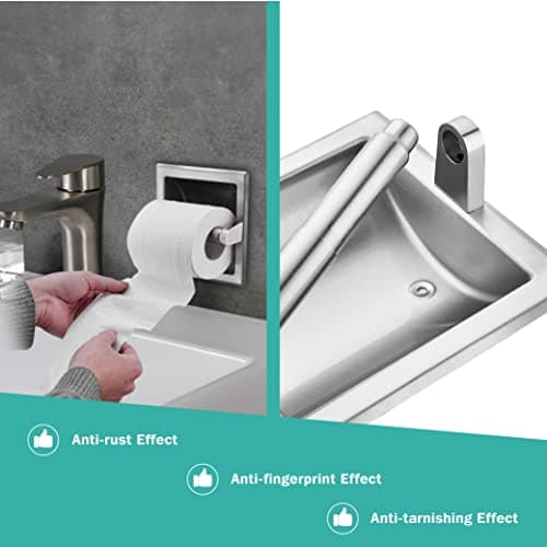 Stainless Steel Recessed Toilet Paper Holder, Brushed Nickel, Wall Mount
