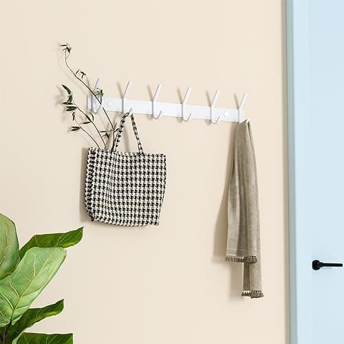 FANYITY 2 Pack White Wall Mount Coat Hook, 6 Dual Hooks for Entryway