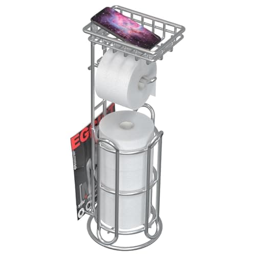 Shiny Chrome Toilet Paper Holder with Shelf for Storage and Phone/Wipe Holds Mega Rolls — D-chrome