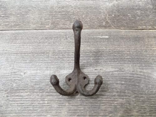 Vintage Style Rustic Cast Iron Double Wall Coat Hooks 3.5" Long