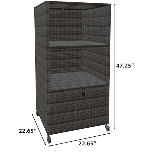 Outdoor Poolside Towel Rack with Rolling Wheels, Brown